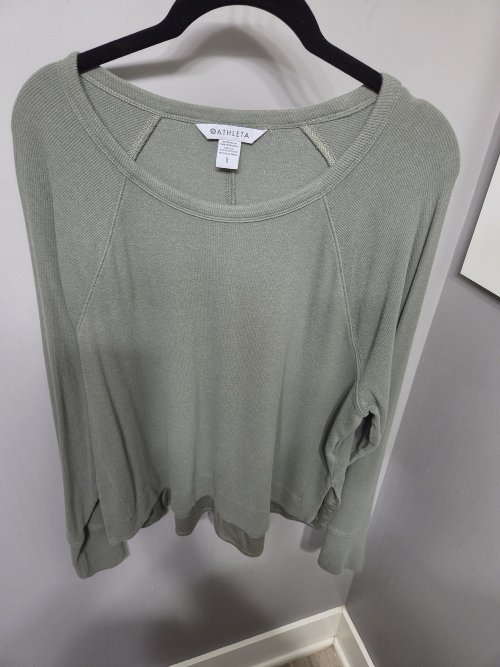 Athleta Lightweight Sage Green Crew Sweatshirt